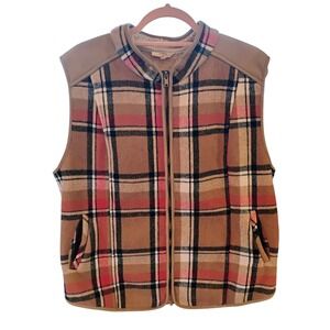 Entro Women's Plus Size 2X Plaid Sherpa Lined‎ Vest Full Zip Cozy Cabin Pockets